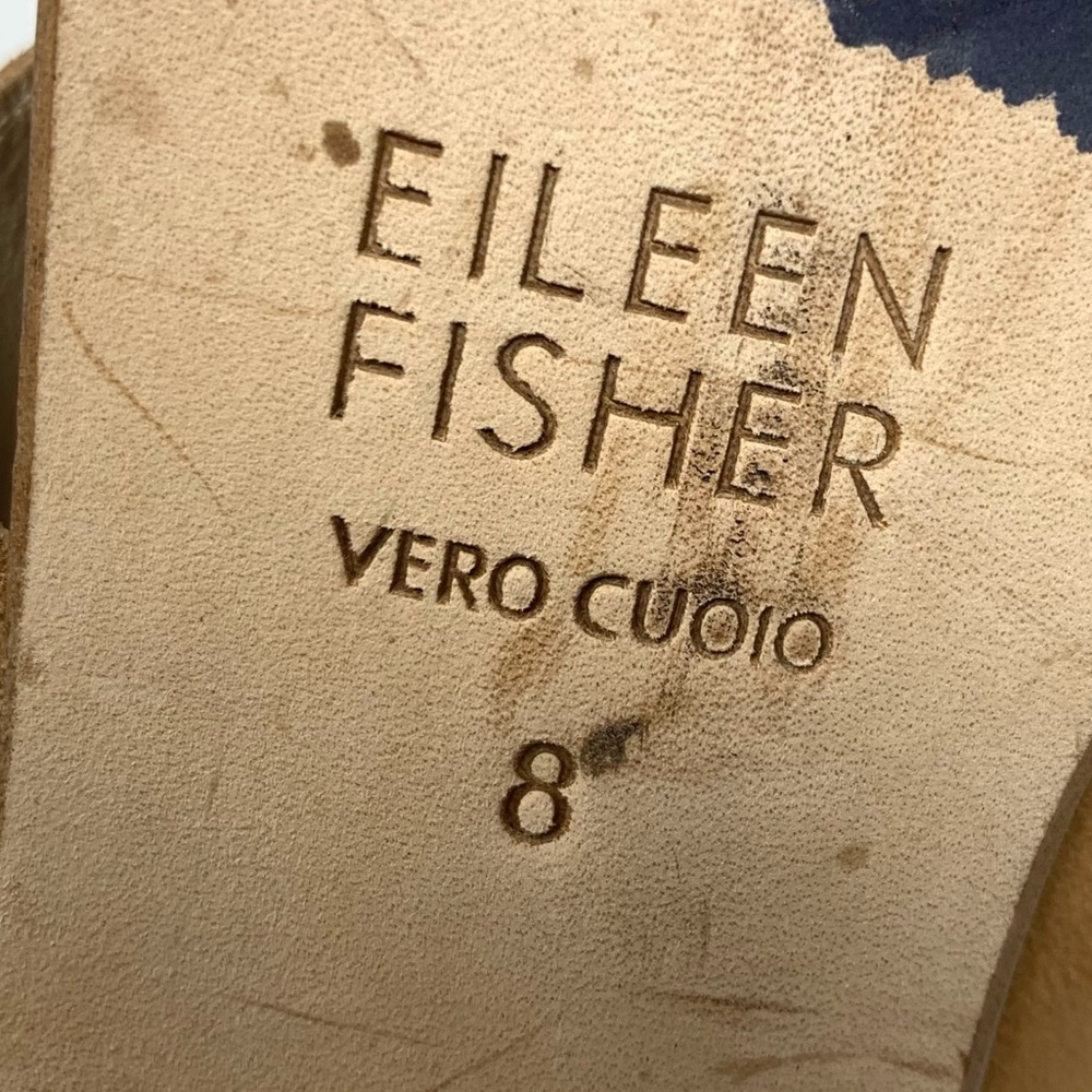 Eileen Fisher Haven Sand Nubuck Open Toe Block Heel Sandal Slides 8 Neutral Chic - Picture 11 of 15